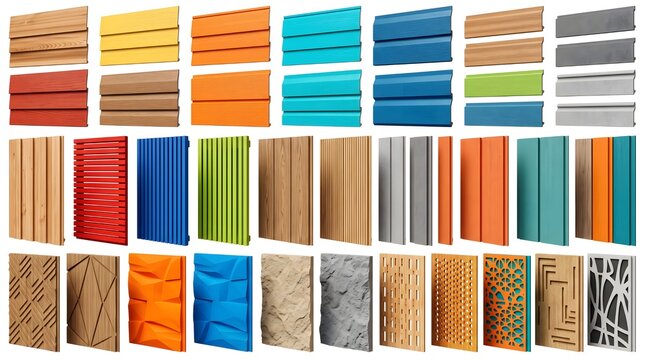 Decorative Exterior Boards Isolated on White Background for Modern Building Facades