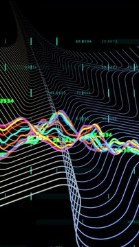 Animation of graphs and waves on black background