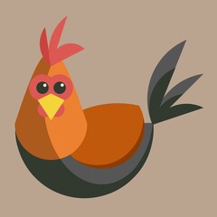Cute Rooster Farm Animal Illustration © Jegos