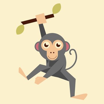Playful Monkey Animal Illustration Icon