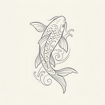 Minimalist koi tattoo design