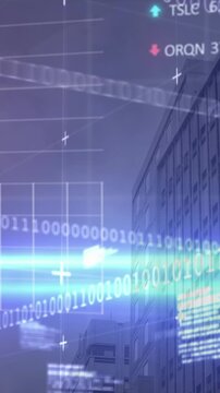 Digital animation of a stock market display with global business data.