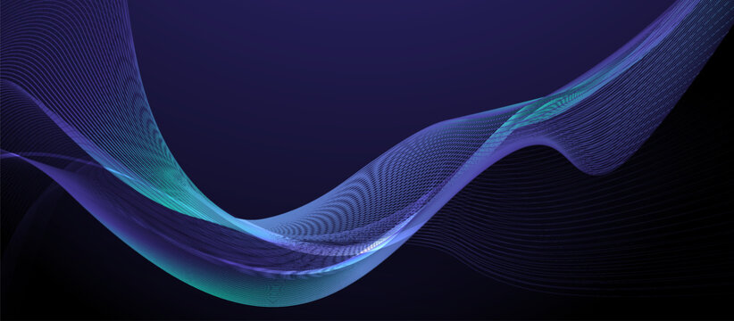 Abstract blue smooth wavy lines Futuristic technology concept background