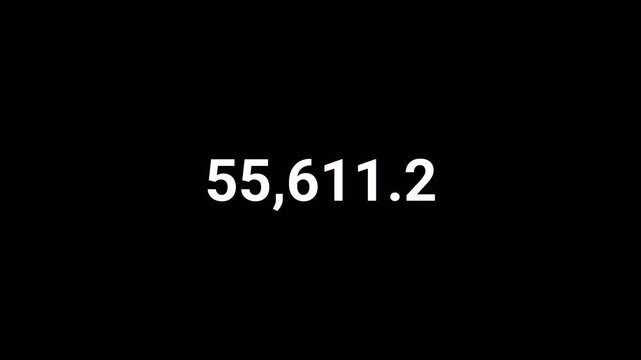 Number counter animation from 0 to 100,000 on transparent background, Animated counting numbers count up to one lac for likes, views & amount concepts.