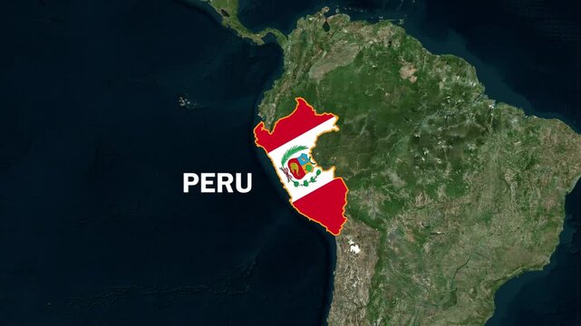 Peru map animation with national flag and country name label