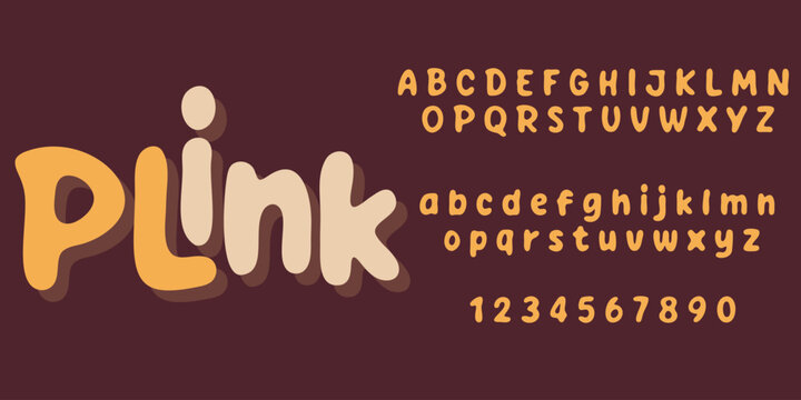Plink is an energetic, playful, and quirky handwritten cartoon display vector font featuring warm orange letterforms with a bold retro drop shadow. Perfectly designed for Halloween posters.