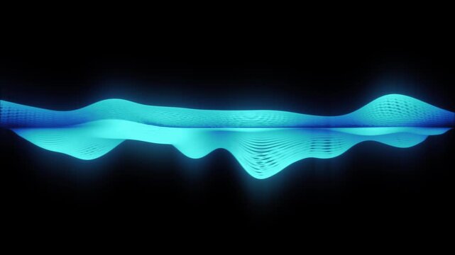 Glowing blue gradient mesh sound wave audio visualizer on black background