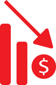 Financial Loss Downward Arrow Chart Vector Icon