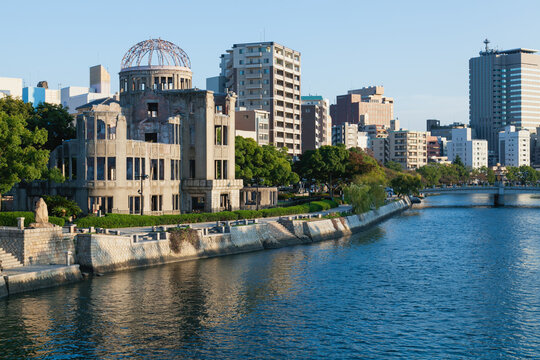 Atomic Bomb Dome along Motoyasu River in Hiroshima