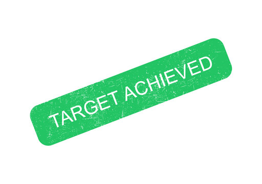 Green target achieved badge with white text saying target achieved