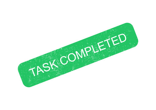 Green task completed badge with white text