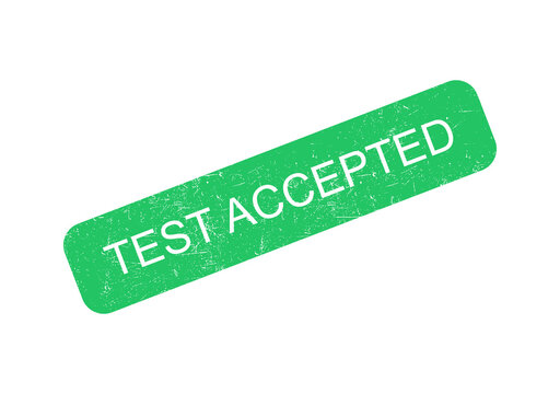 Green test accepted badge with white text in a modern style