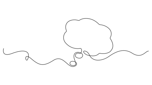 Bubble speech continuous one line drawing video, Animated self drawing of continuous line draw rectangular speech bubbles. Full length one line animation. 4K, Speech bubble continuous one line.