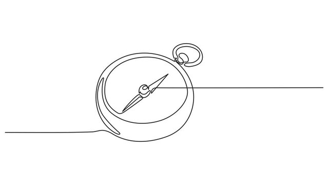 compass continuous one line drawing 4k video useful summer travel equipment tools provisions compass.,Animated self drawing of Continuous one line drawing of traveller compass. One line drawing illust