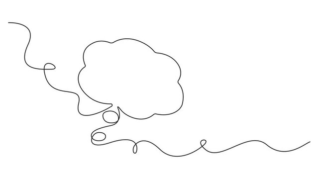 Bubble speech continuous one line drawing video, Animated self drawing of continuous line draw rectangular speech bubbles. Full length one line animation. 4K, Speech bubble continuous one line.