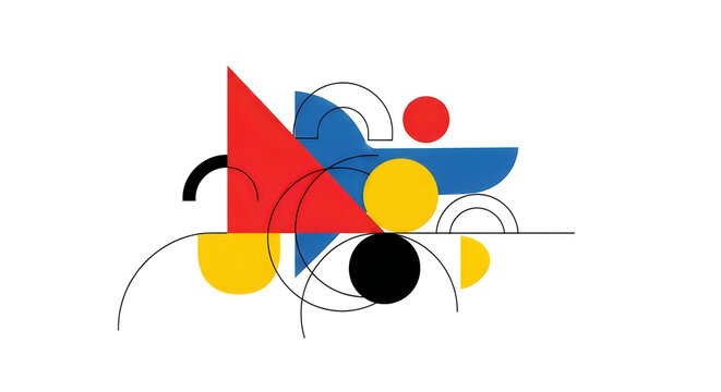 Modern Bauhaus Style Abstract Geometric Art with Primary Colors
