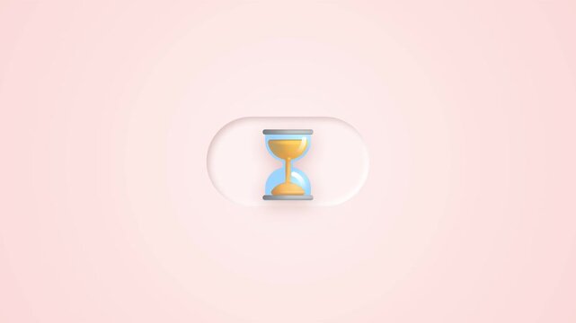 Hourglass animation icon rendering with soft pastel pink backdrop and minimalist modern design for UI