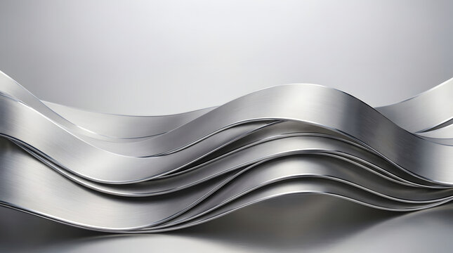 Abstract background with smooth flowing metallic silver waves and soft lighting for modern luxury design concepts
