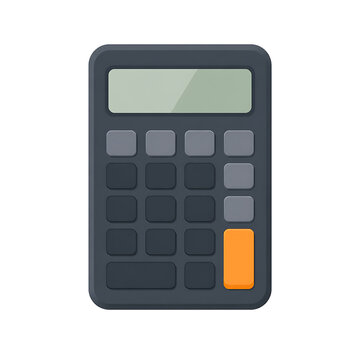 Dark grey digital calculator with transparent background