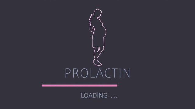 Progress or loading bar showing changes in hormone prolactin level. Silhouette of pregnant woman.