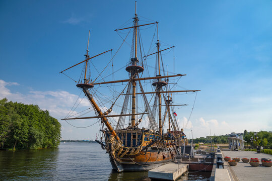 VORONEZH, RUSSIA &ndash; JULY 03, 2026: A replica of the ship &ldquo;Goto Predestinatsiya&rdquo; on the embankment in Voronezh