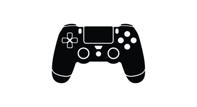 Black game controller silhouette against a white background a modern gaming device silhouette