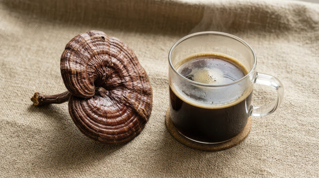 Mushroom coffee adaptogen glass cup
