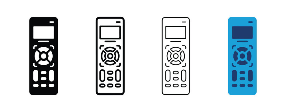 remote control icons with various color schemes and button layouts isolated design