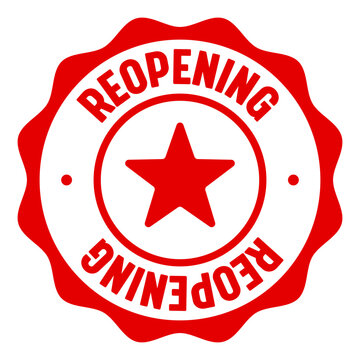 reopening seal badge. reopening label sticker. Vector sign