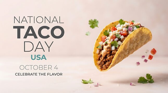 Delicious fresh taco for national taco day celebration on october 4 in the usa