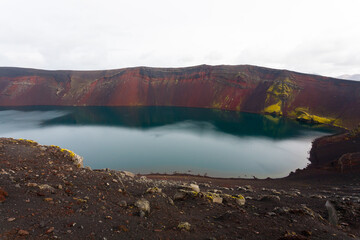 Volcanic crater with water near Landmannalaugar area, Iceland © elleonzebon