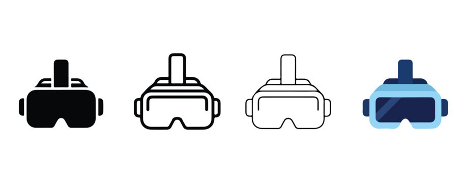  Virtual Reality Headset Icons in Different Styles Isolated on Transparent Background