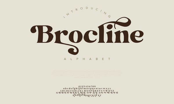 Brocline, Stylish elegant vector composite font serif. set of letters English alphabet. uppercase letters, lowercase letters and numbers