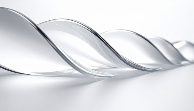 silver curved glass on white background