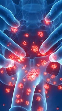 CG of the human body showing itching, pain, and inflammation of the male genitals.