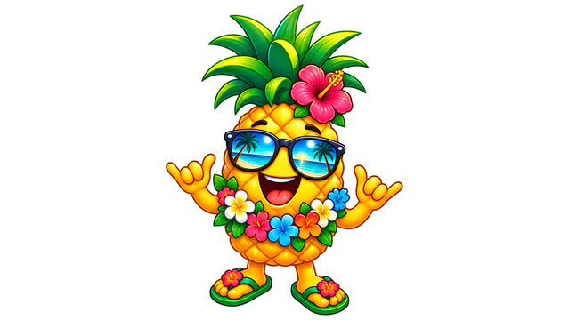 Smiling pineapple with fruit face character