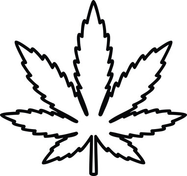 Simple line art illustration of a cannabis sativa plant leaf