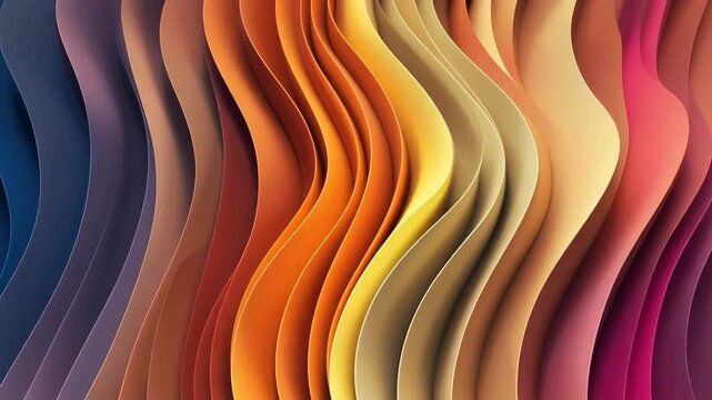 Vertical wavy layers in vibrant gradient shades create a rhythmic colorful background with smooth textures and flowing lines.