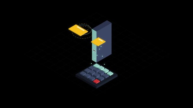 Isometric Data Server &ndash; Cloud Storage Animation