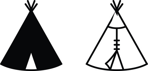 Two Teepees with Minimalist Design and Copy Space Featuring Teepee, Tent, Tents with Teepee © Hridoy
