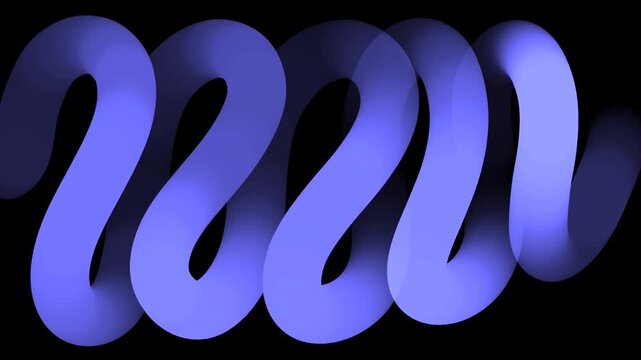 Blue purple gradient 3D scribble brush design on black background animation