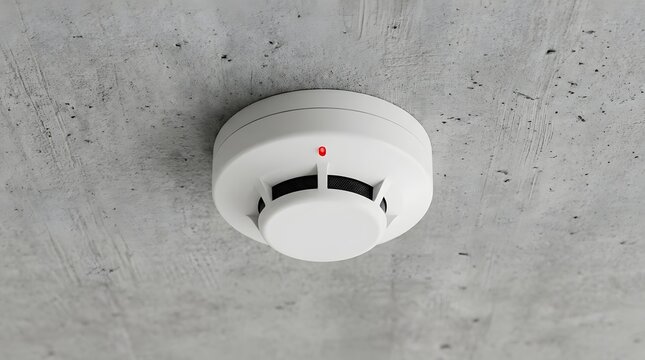 Smoke Detector Installed on Ceiling with Concrete Surface for Safety System
