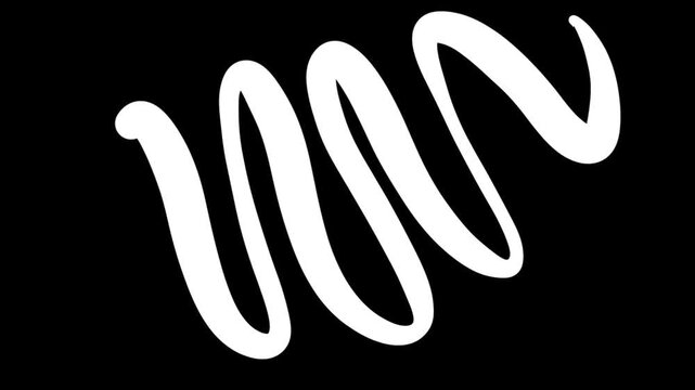 hand drawn wavy scribble brush stroke on black background animation