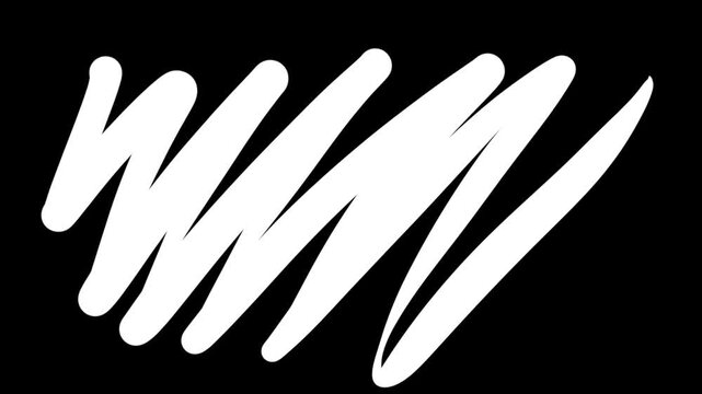 hand drawn diagonal scribble brush stroke on black background animation