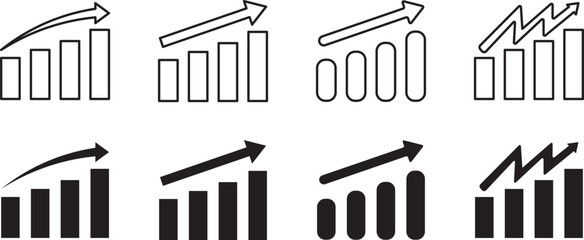 Fototapeta premium Set of business growth charts, financial progress, Financial growth charts and business success icon