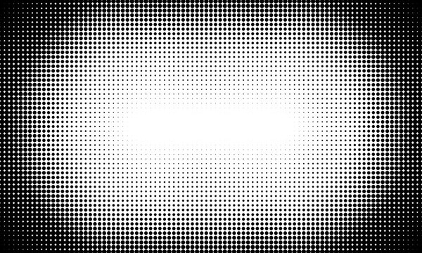Dotted halftone texture background. Black and white pop art gradient overlay. Fading grunge gritty noise wallpaper. Weathered pixelated comic backdrop. Vector bitmap subtle vanishing surface retro