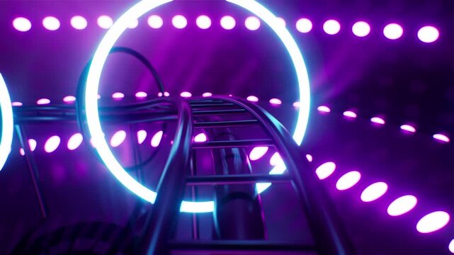 Glowing Light Roller Coaster Rail VJ Loop