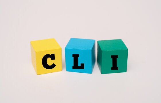 Colorful block with text CLI. CLI acronym for "COMMAND LINE INTERFACE". Software development and computing concept