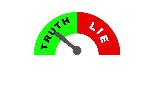 Truth and lie detector video animation. Polygraph scale video. Truth concept with white background, 4k video animated.