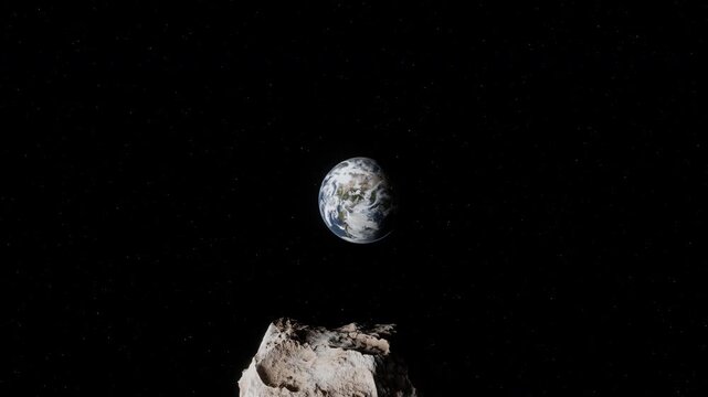 Asteroids in Space. Elements of this image furnished by NASA, 3D illustration
